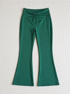 A New Day Green Flare Leggings Ruched Waist Yoga Pants Size Large